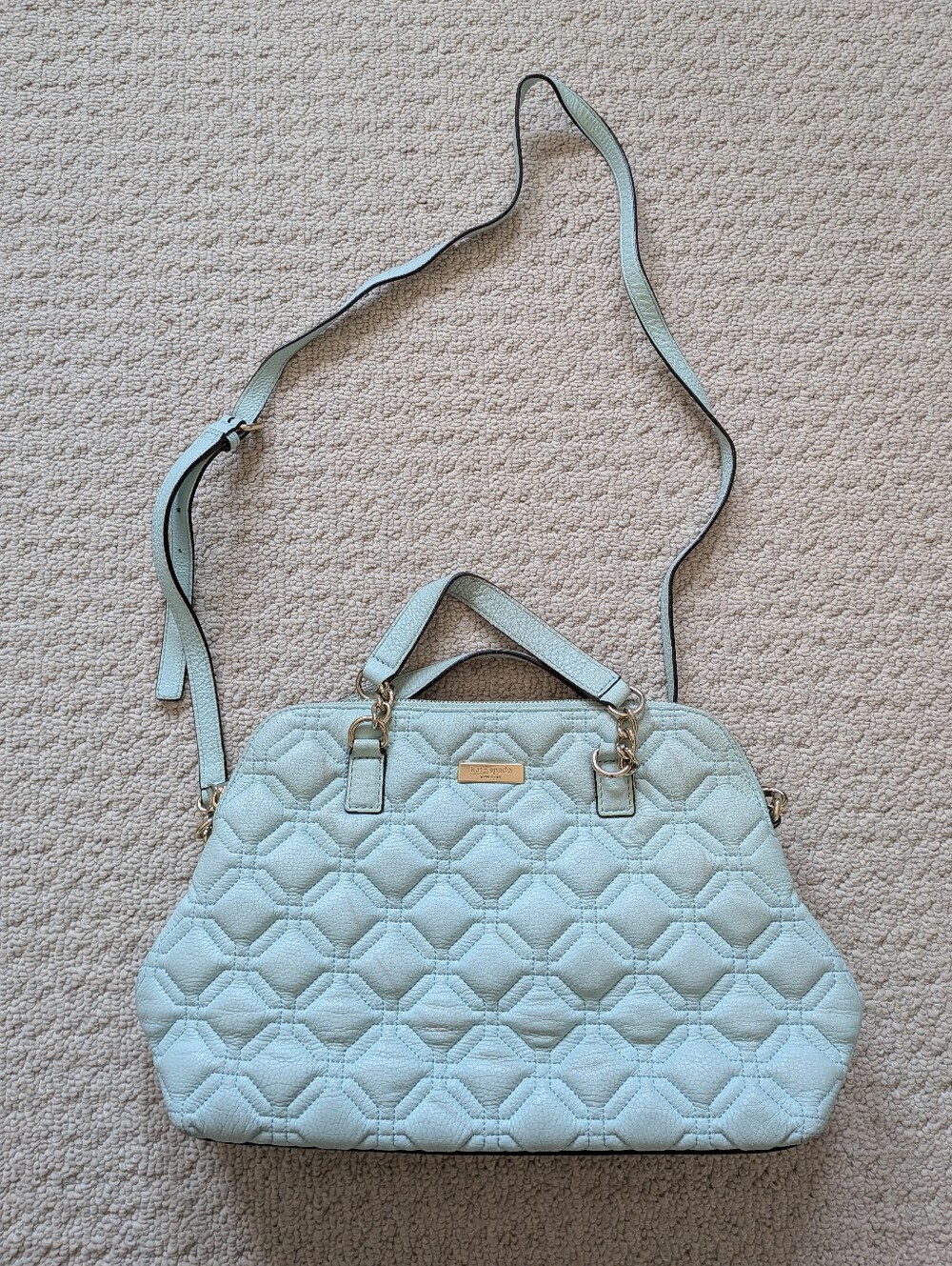 Light Blue Aqua Kate Spade Quilted Crossbody Bag